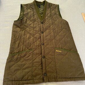 Barbour Quilted Vest Mens Small Eskdale Waistcoat Snap Long Green Made England